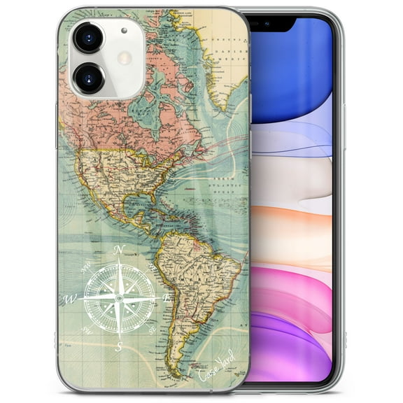 TPU Clear Case for iPhone 13 Mini with Atlantic Compass design phone cover