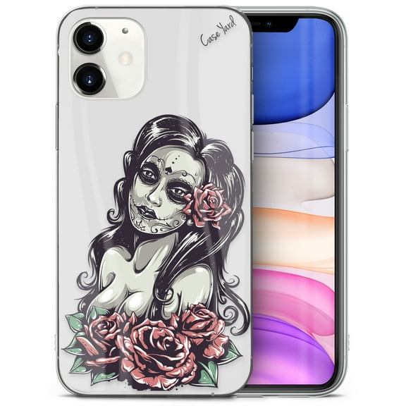 TPU Clear Case for iPhone 13 Mini with Chicas de los Muertos design phone cover