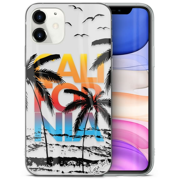 TPU Clear Case for iPhone 13 Pro Max California Sunset Palms design phone cover