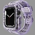 thumbnail image 1 of TPU Crystal Clear One-Piece Band Case Compatible with Apple Watch Bands 44mm, for Men Women Boys Girls Jelly Sport Case Band for iWatch Series 6/5/4/SE 44mm Shockproof Protective, Purple, 1 of 4