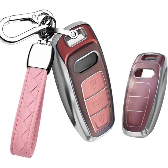 TPU Crystal Key Fob Cover For Audi A6 A8 Q7 S6 A7 S7 E-Tron RS6 RS7 Q8 SQ8 SQ7 Car Accessories with Keychains