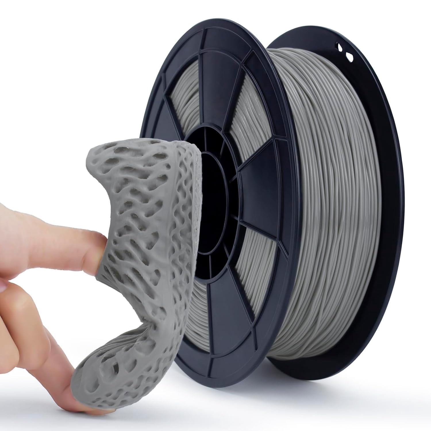 TPU Filament 1.75, 3D Printer Filament 1.75mm, Shore 95A Hardness Pure Color TPU, Flexible Soft Printing Material, 0.8KG/1.8lbs Spool, Fit Most Printers and Pens, Gray