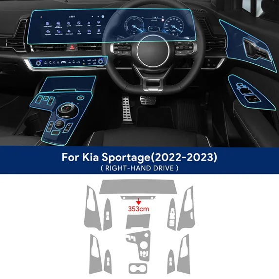 TPU For Kia Sportage NQ5 2022 2023 Car Center Console Media Dashboard Navigation Anti-scratch Protector Interior Film Sticker.