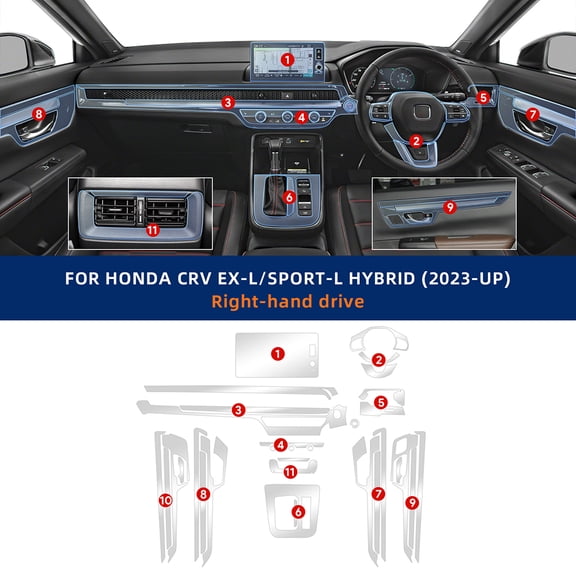 TPU Interior Anti-scratch Protector Film For Honda CRV CR-V 2024 2025 Car Door Center Console Media Dashboard Navigation Film.