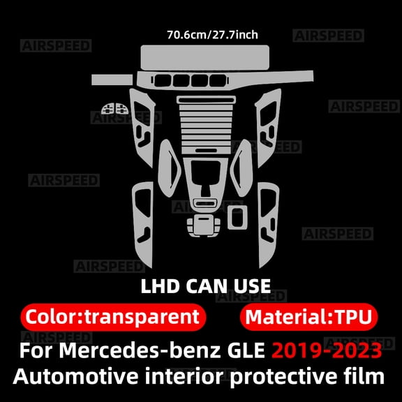 TPU Interior Protective Film For Mercedes-benz GLE Class W167 2019 2020 2021 2022 2023 Car Sticker Center Console Trim Dashboard.