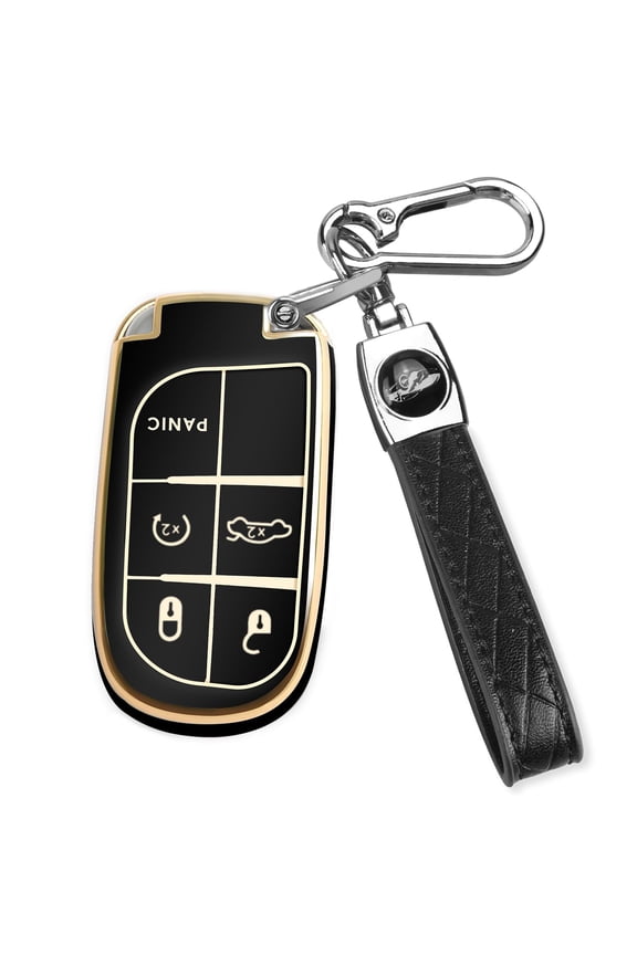 TPU Key Case Holder Protector with Keychain for Jeep Models: Compatible with Grand Cherokee, Renegade, Compass Smart Key Fob