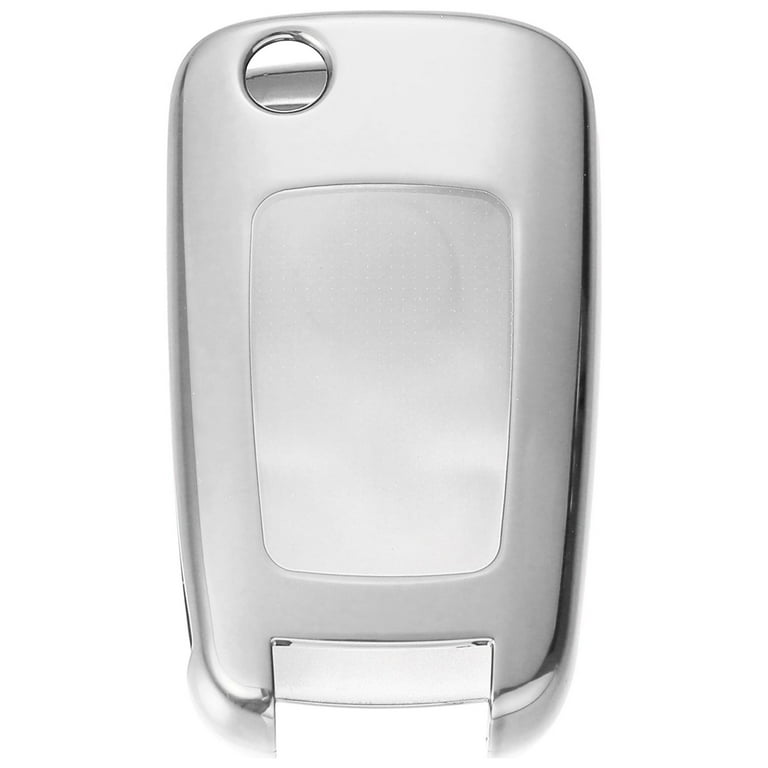 TPU Key Fob Cover Case for Chevrolet Impala 2014 2019 Trax 2013 2018 Key Fob Shell Protector Keyless Remote Silver Tone