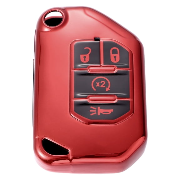 TPU Key Fob Cover Case for Jeep Wrangler JL JLU Gladiator JT Rubicon Sahara JLU 2018-2021 Key Fob Shell Protector Red