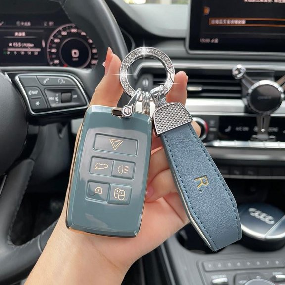 TPU Key Fob Cover for Land Rover Discovery Sport and Jaguar XF F Pace Key Accessories Key Case Shell Leather Keychain