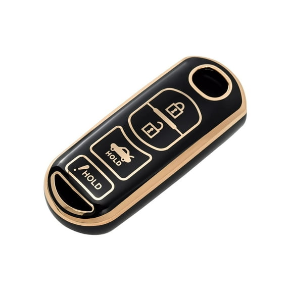 TPU Key Fob Cover for Mazda - Full Protection,Smart Keyless Car Key Holder Black Gold