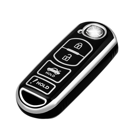 TPU Key Fob Cover for Mazda - Full Protection,Smart Keyless Car Key Holder, Black Sliver
