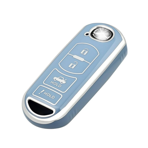 TPU Key Fob Cover for Mazda - Full Protection,Smart Keyless Car Key Holder,Blue Sliver