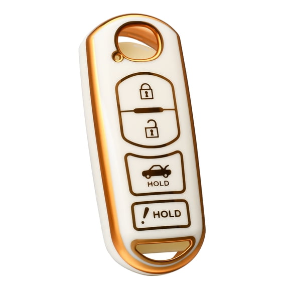 TPU Key Fob Cover for Mazda - Full Protection,Smart Keyless Car Key Holder White Gold