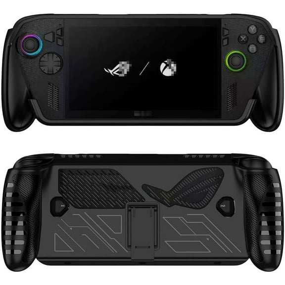 TPU Protective Case Compatible with ROG Ally X Handheld Console with Back Stand, Anti - Slip and Anti - Drop Protective Cover (Black)