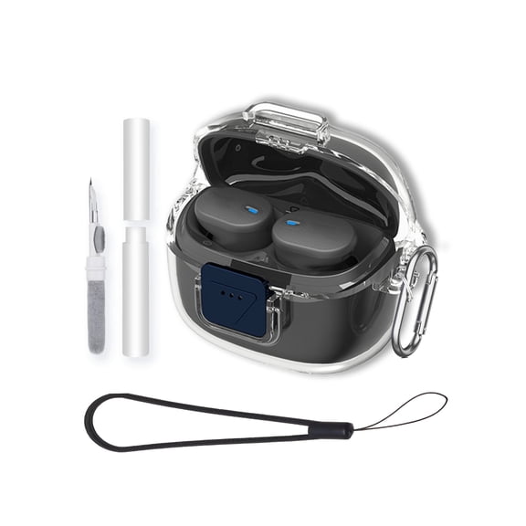 TPU Protective Case for JBL Tune Buds 2 Earbuds,Shockproof & Anti-Scratch Cover with Keychain,Lanyard & Cleaning Kit,Anti-Lost & Dustproof Protector for Tune Buds 2 Headphones cover-CLEAR