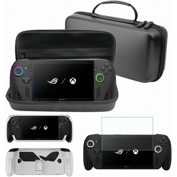 Carrying case 3 Set for ROG Xbox Ally X/ROG Xbox Ally,PU Carrying case+Transparent Silicone Protective case+Protective Film (White)