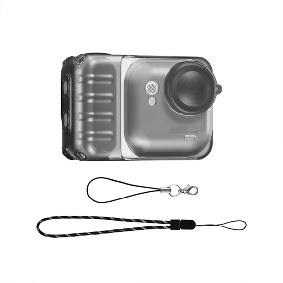 TPU Protective Case for Insta360 GO Ultra, Crystal Clear Drop-Proof Soft Cover with Lens Cap, Battery Case & Lanyards