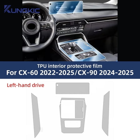 TPU Protective Film For Mazda CX60 CX90 2022-2025 CX-60 CX-90 Car Interior Center Console Transparent Anti-scratch Accessories.
