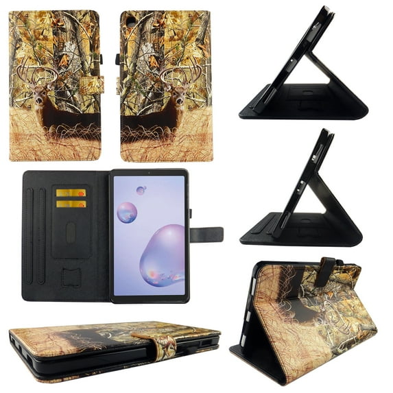 TPU Shell Case for Lenovo Tab M8 HD (TB-8505F/TB-8505X) Camo Deer Slim PU Leather Folding Stand Cover with Auto Wake/Sleep for 8.0 Inch