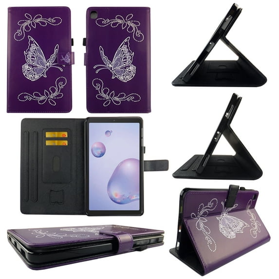 TPU Shell Case for Lenovo Tab M8 HD (TB-8505F/TB-8505X) Purple Butterfly Slim PU Leather Folding Stand Cover with Auto Wake/Sleep for 8.0 Inch