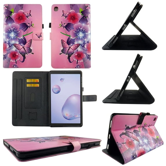 TPU Shell Case for Samsung Tab S6 Lite (P610/P615) Pk Flower Butterfly Slim PU Leather Folding Stand Cover with Auto Wake/Sleep for 10.4 Inch