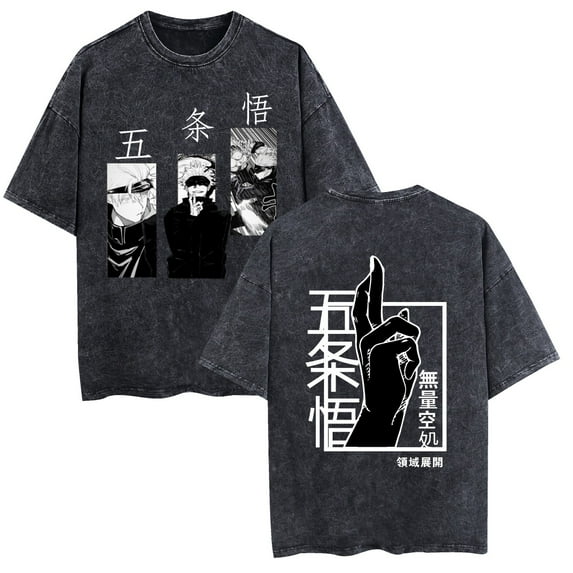 TPUABR Fushiguro Toji Anime Washed Vintage Short Sleeve Cosplay Graphic T-Shirt