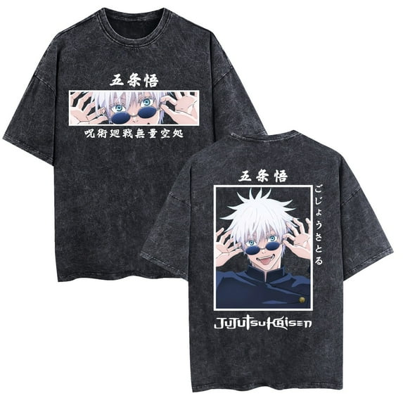 TPUABR Fushiguro Toji Anime Washed Vintage Short Sleeve Cosplay Graphic T-Shirt