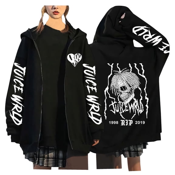 TPUABR Juice World Zipper Hoodie New Fashionable Long-Sleeve Pullover Sweater Fleece Windproof Warm Casual Jacket Unisex