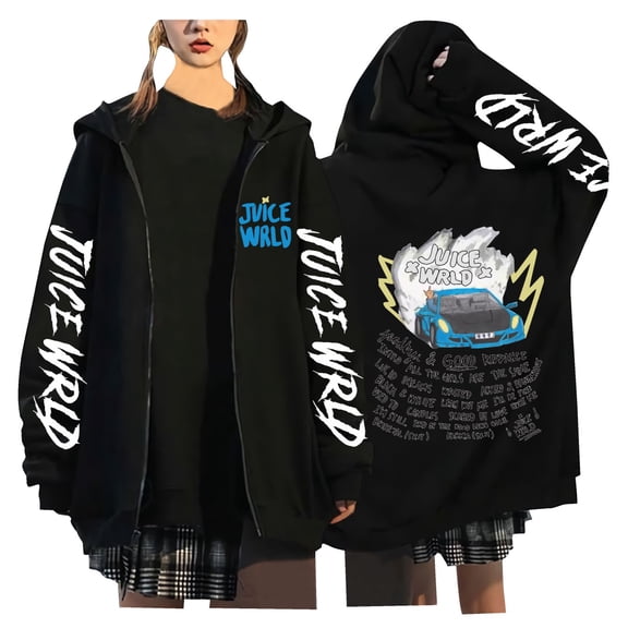 TPUABR Juice World Zipper Hoodie New Fashionable Long-Sleeve Pullover Sweater Fleece Windproof Warm Casual Jacket Unisex