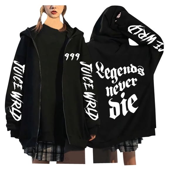 TPUABR Juice Wrld Casual Zip-Up Hoodie New Fashionable Long-Sleeve Fleece Windproof Warm Jacket Unisex