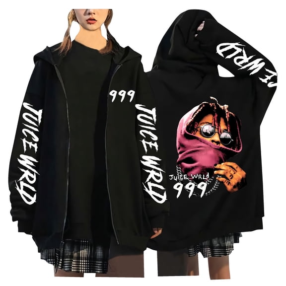 TPUABR Juice Wrld Casual Zip-Up Hoodie New Fashionable Long-Sleeve Fleece Windproof Warm Jacket Unisex
