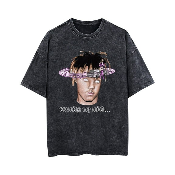 TPUABR Juice Wrld Rapper Graphic T-shirt Washed Vintage Cotton T-shirt Classical Music New Trend Large Size Shirt