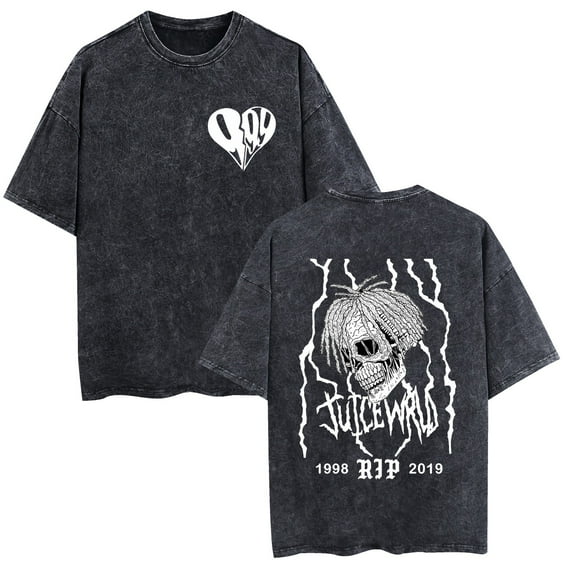 TPUABR Juice Wrld Washed Vintage Cotton T-shirt Classic Music New Trend Large Size T-shirt