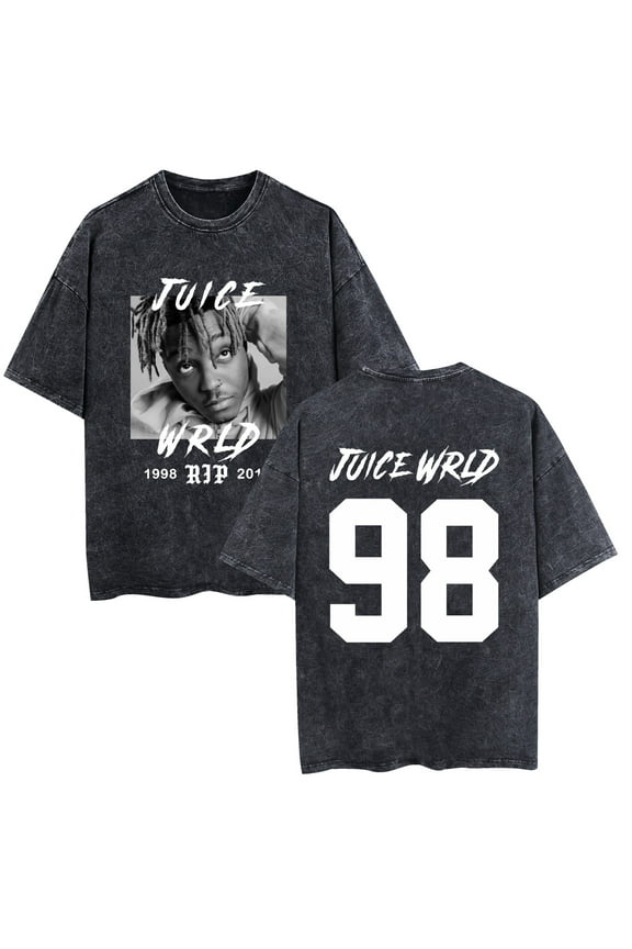 Juice Wrld Washed Vintage Cotton T-shirt Classic Music New Trend Large Size T-shirt