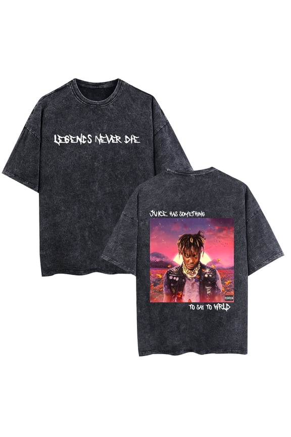 Juice Wrld Washed Vintage Cotton T-shirt Hip-Hop Singer New Trend Casual Classic T-shirt XS-3XL