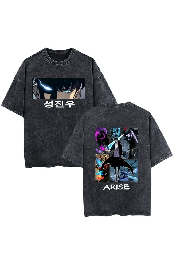 Solo Leveling Washed Retro Trend T-shirt Unisex XS-2XL