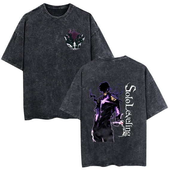 TPUABR Solo Leveling Washed Retro Trend T-shirt Unisex XS-2XL