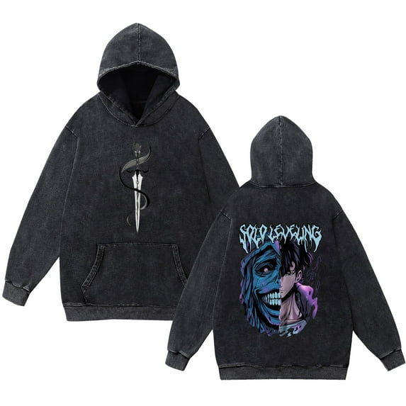 TPUABR Solo Leveling Washed Vintage Casual Sports Hoodie Unisex XS-2XL