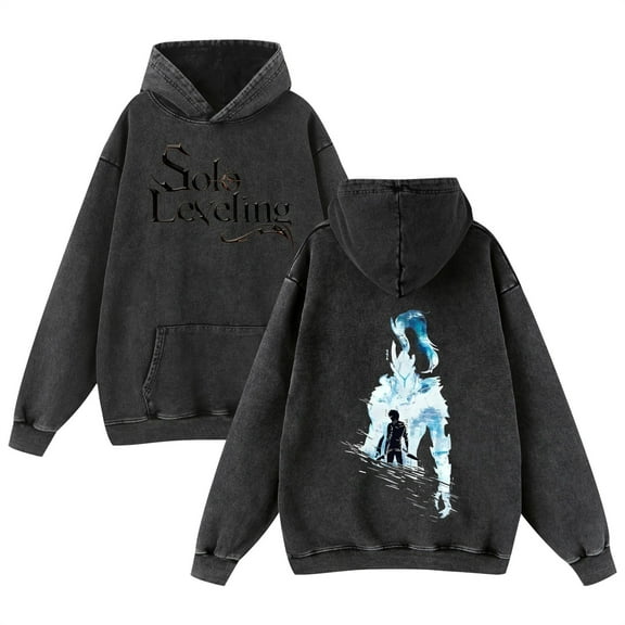 TPUABR Solo Leveling washed vintage hoodie anime role play sweatshirt