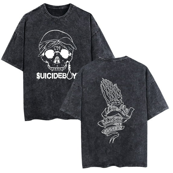 TPUABR Suicideboys washed vintage cotton T-shirt rapper hip-hop street music casual T-shirt unisex