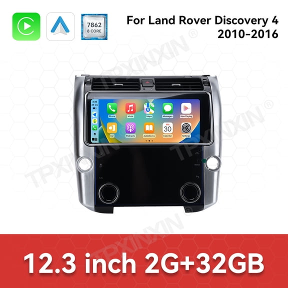 TPXINXIN 12.3 Inch CarPlay Android 15 HD Screen For Land Rover Discovery 4 2010-2016 Car Radio+10 inch air Conditioner Screen Multimedia Player GPS Navigation Head Unit