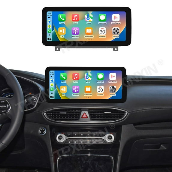TPXINXIN 12.3 Inch For Hyundai Santa Fe 2019-2021 Android 14 Car Screen Stereo Radio Wireless GPS Navigation Android Auto&Carplay