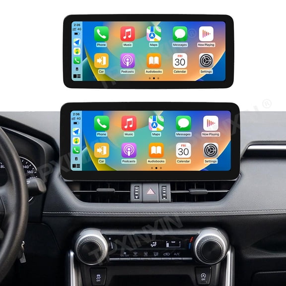 TPXINXIN 12.3 inch Android Car Head Unit Compatible For Toyota RAV4/Wildlander 2020-204 (Square/Rounded Dashboard) Wireless CarPlay Support GPS Car Radio