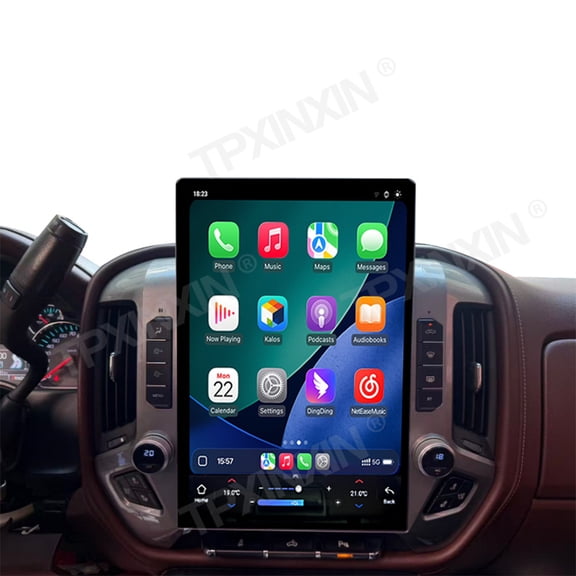 TPXINXIN 15.6 Inch Tesla style Car Radio Qualcomm Multimedia Android 13 For Chevroler Silverado GMC 2014-2018 GPS Navigation Audio Stereo Head Unit