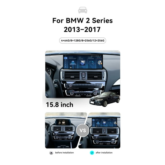 TPXINXIN 15.8 inch Android 14 Car Radio for BMW 2 Series 2013-2017 Wirless Carplay GPS Navigation Screen Upgrade Multimedia Player Android Auto (F22)