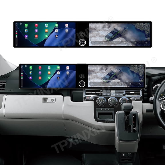 TPXINXIN Dual 12.3 inch Touch Screen Android 13 Qualcomm 8 CORE Carplay Car Radio For Toyota HiAce 2019+ Car GPS Navigation Multimedia