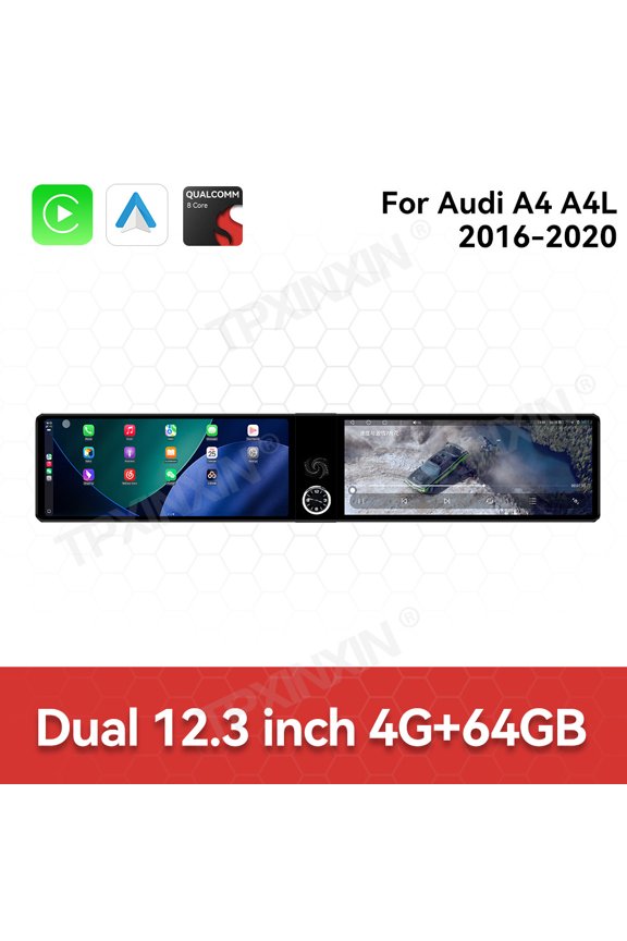 Dual 12.3 inch for Audi A4/A4L 2016-2020 GPS Navigation Android 13 Car Radio CarPlay Multimedia Player Head Stereo Unit HD Screen