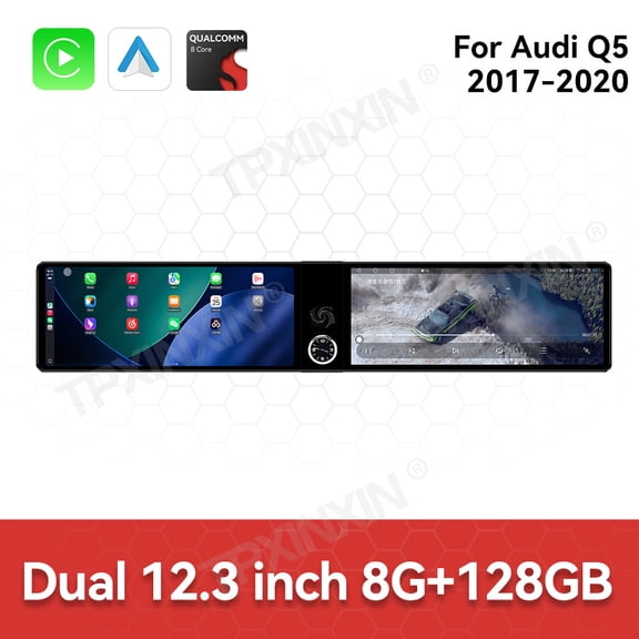 TPXINXIN Dual 12.3 inch for Audi Q5 2017-2020 GPS Navigation Android 13 Car Radio CarPlay Multimedia Player Head Stereo Unit HD Screen