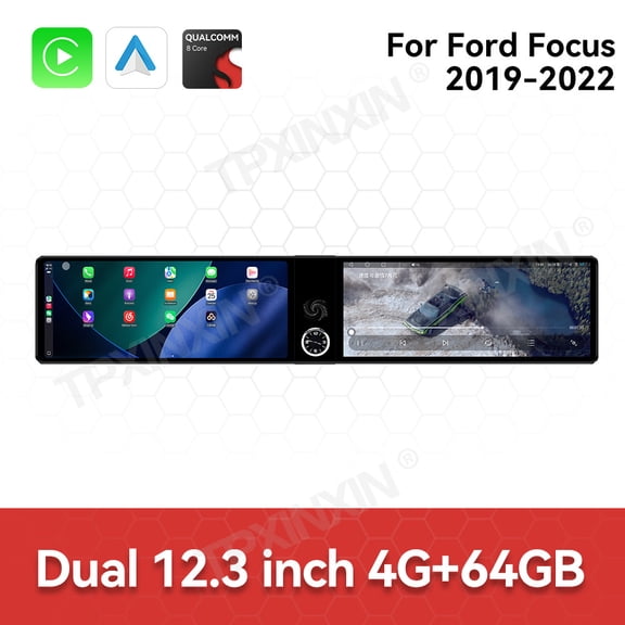 TPXINXIN Dual 12.3 inch for Ford Focus 2019-2022 GPS Navigation Android 13 Car Radio CarPlay Multimedia Player Head Stereo Unit HD Screen