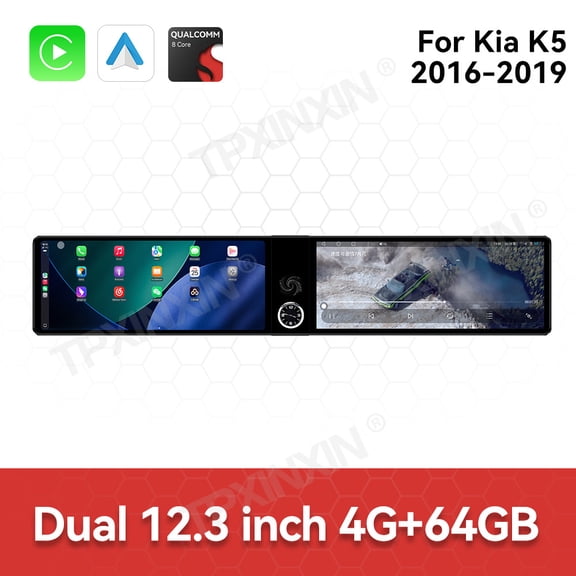 TPXINXIN Dual 12.3 inch for KIA K5 2016-2019 GPS Navigation Android 13 Car Radio CarPlay Multimedia Player Head Stereo Unit HD Screen